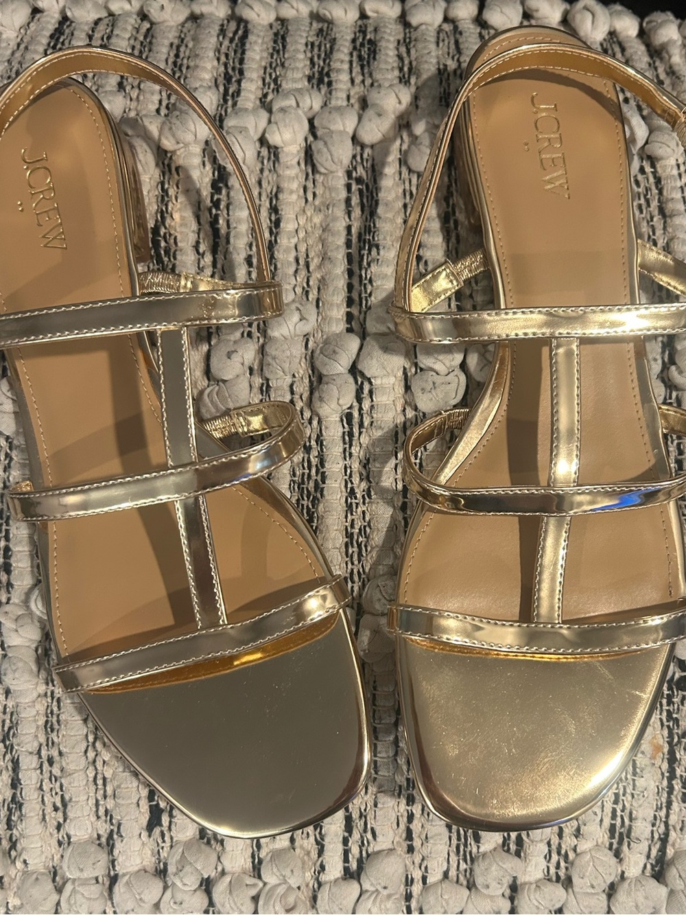 J. Crew Metallic Gold Strappy Leather Sandals